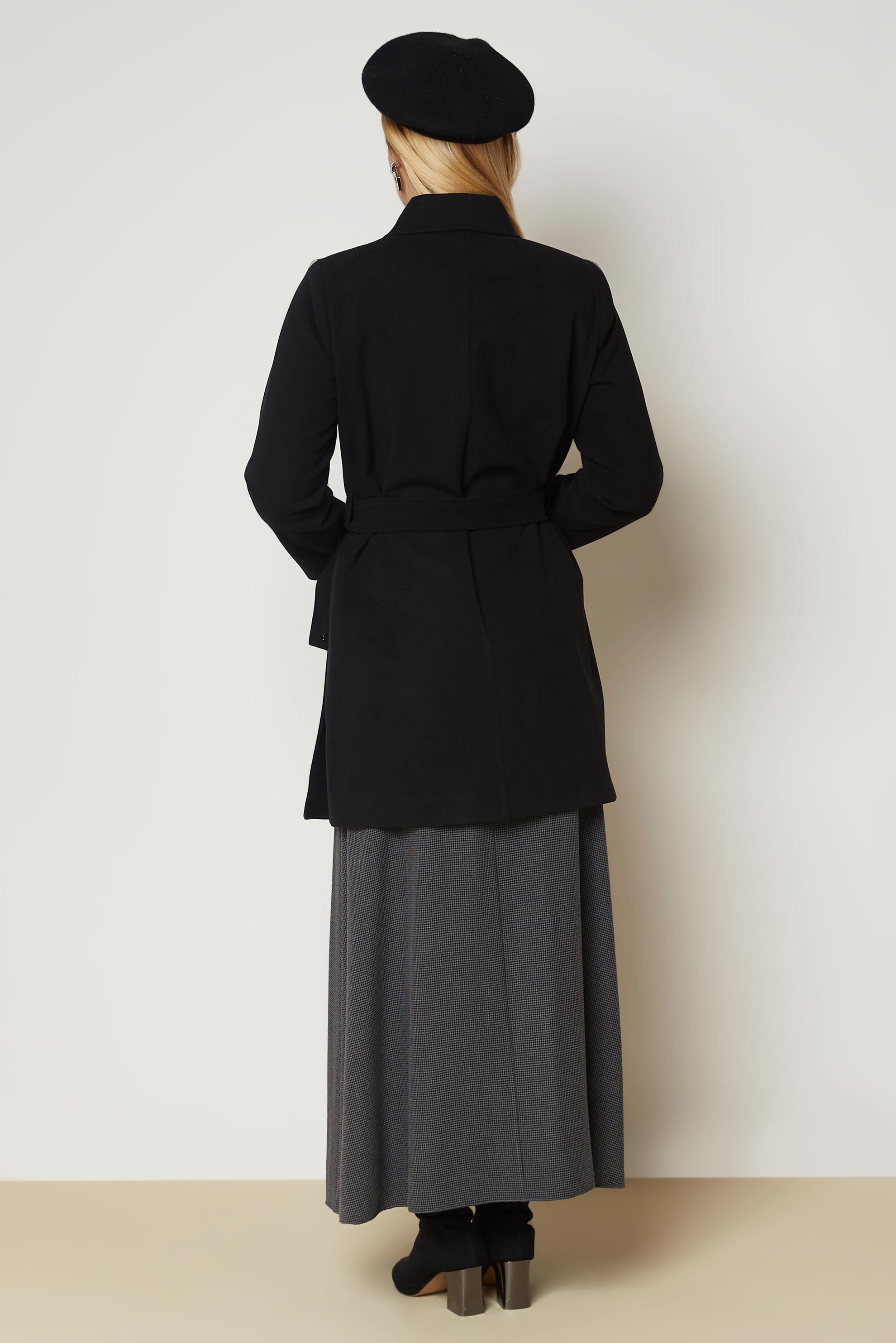 Hijab clothing BLACK BELTED COAT 90658