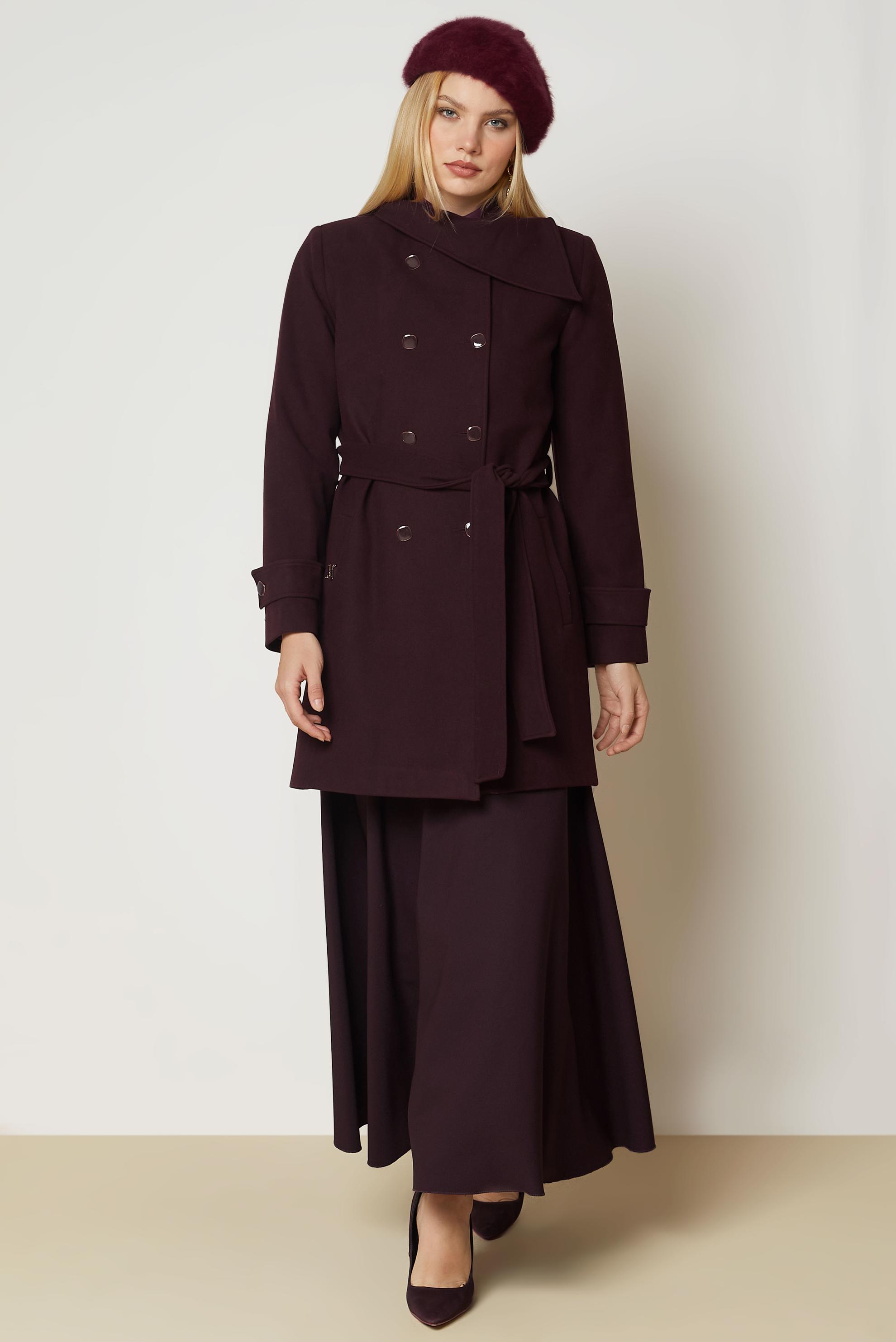 Hijab clothing BROWN BELTED COAT 90658