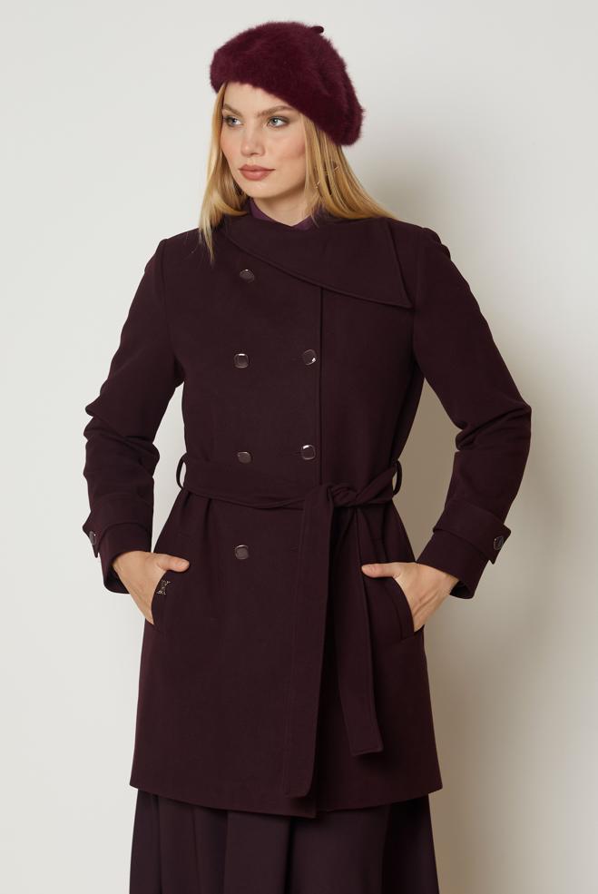 Hijab clothing BROWN BELTED COAT 90658 - ALVİNA