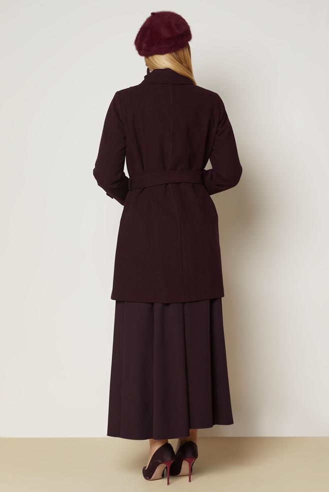 Hijab clothing BROWN BELTED COAT 90658 - ALVİNA