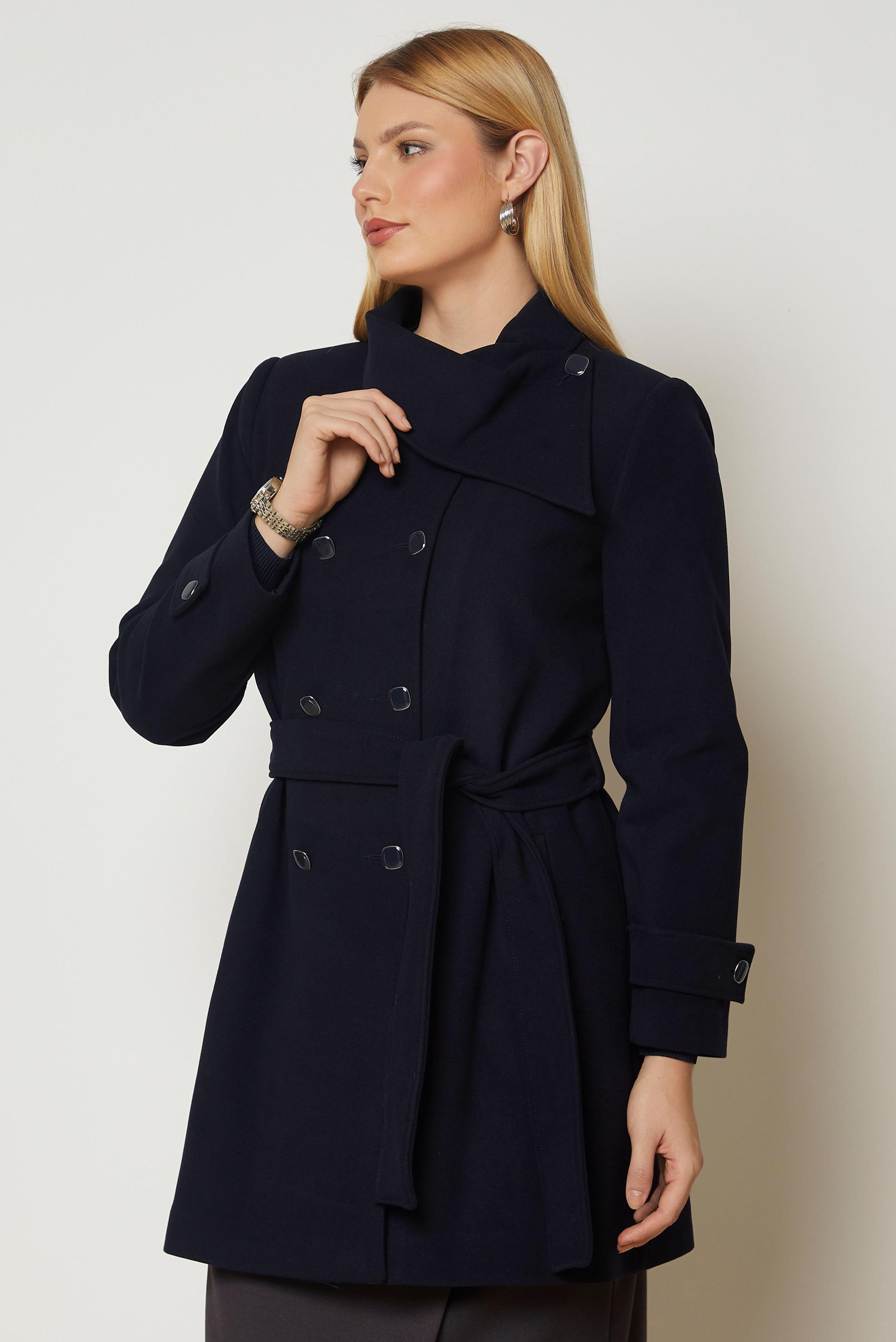 Hijab clothing NAVY BLUE BELTED COAT 90658