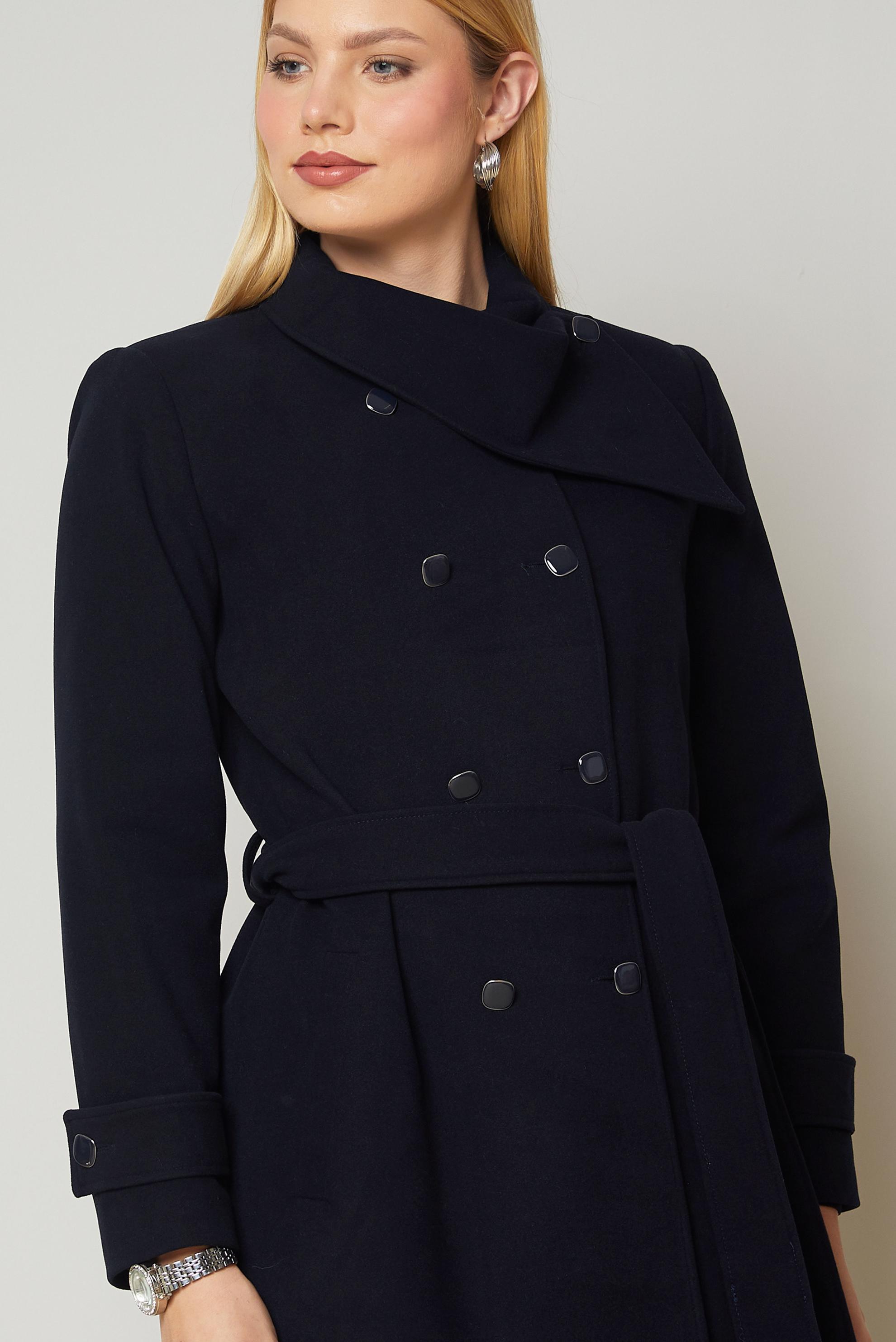 Hijab clothing NAVY BLUE BELTED COAT 90658