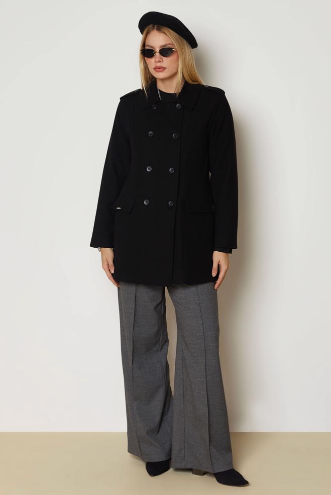 Hijab clothing BLACK CACHE COAT 90659 - ALVİNA