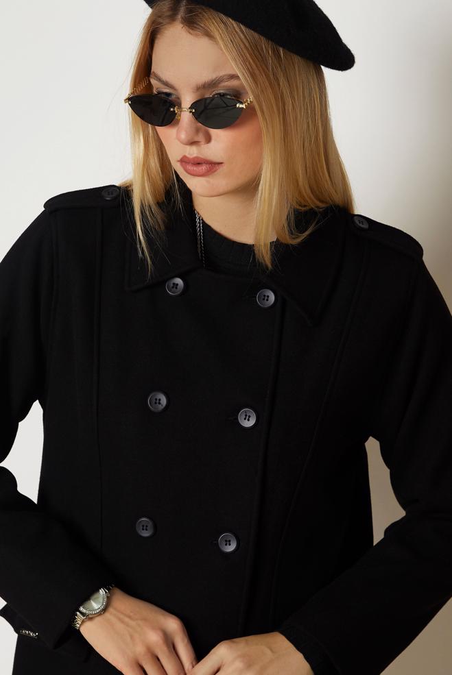 Hijab clothing BLACK CACHE COAT 90659 - ALVİNA