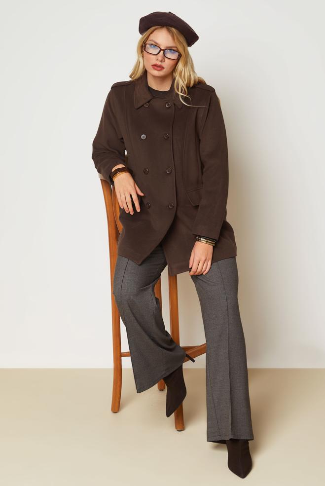 Hijab clothing BROWN CACHE COAT 90659 - ALVİNA