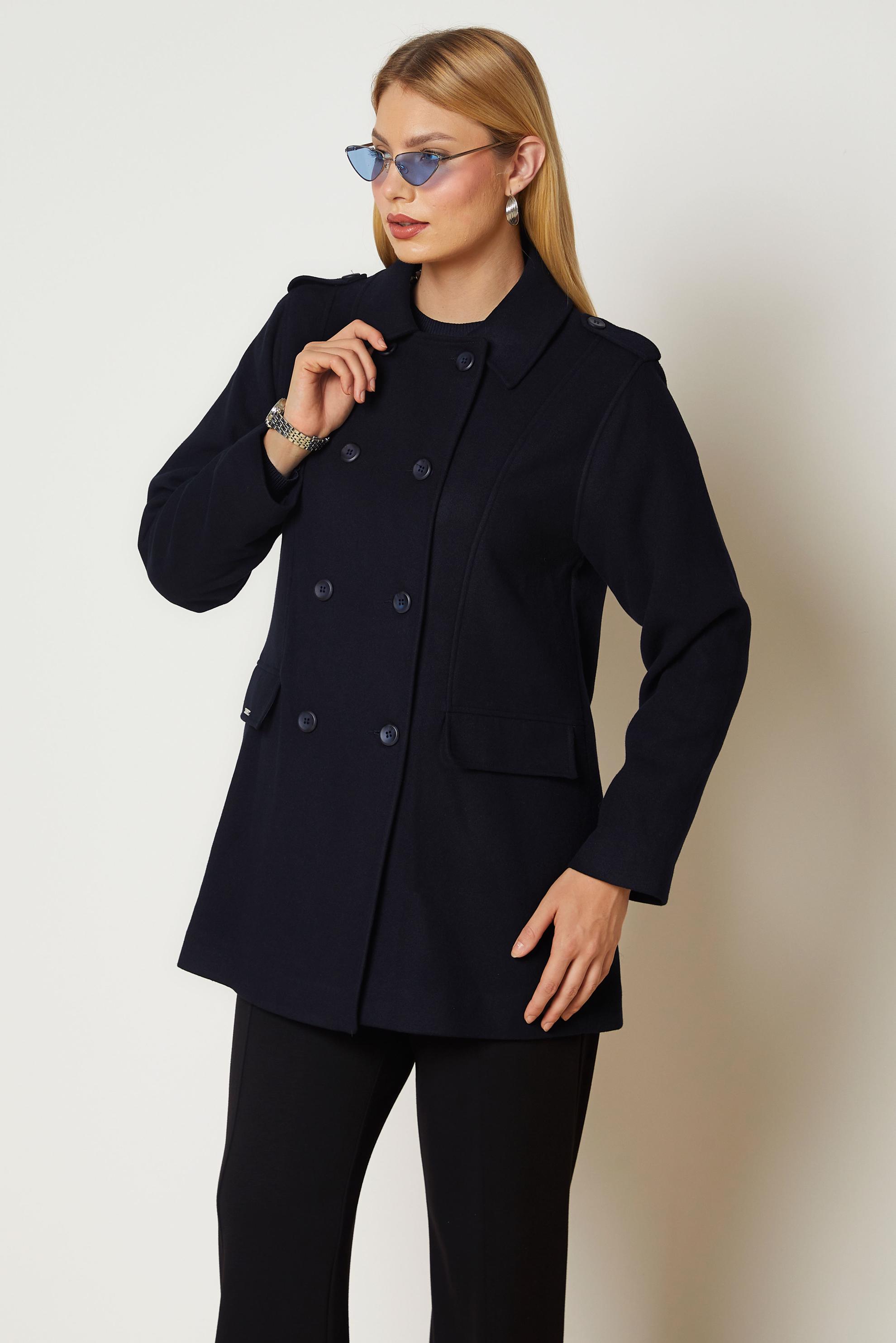 Hijab clothing NAVY BLUE CACHE COAT 90659