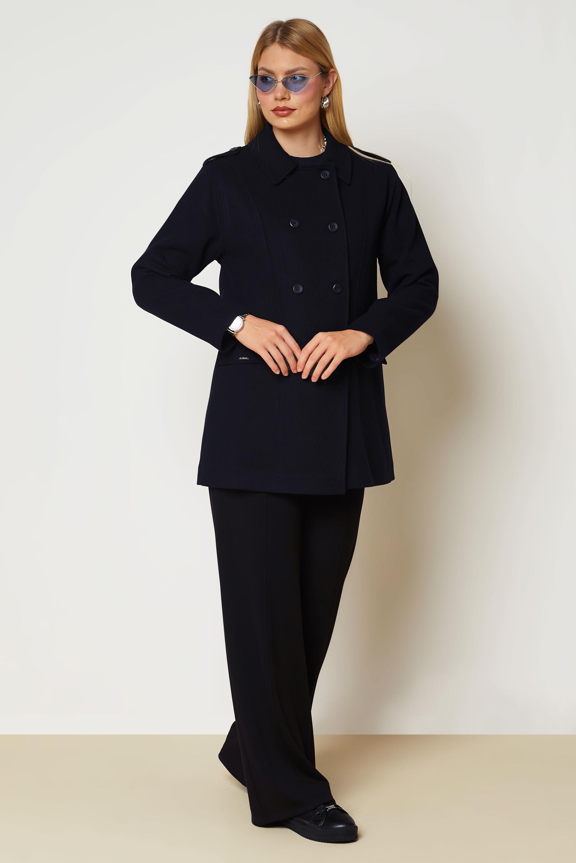 Hijab clothing NAVY BLUE CACHE COAT 90659