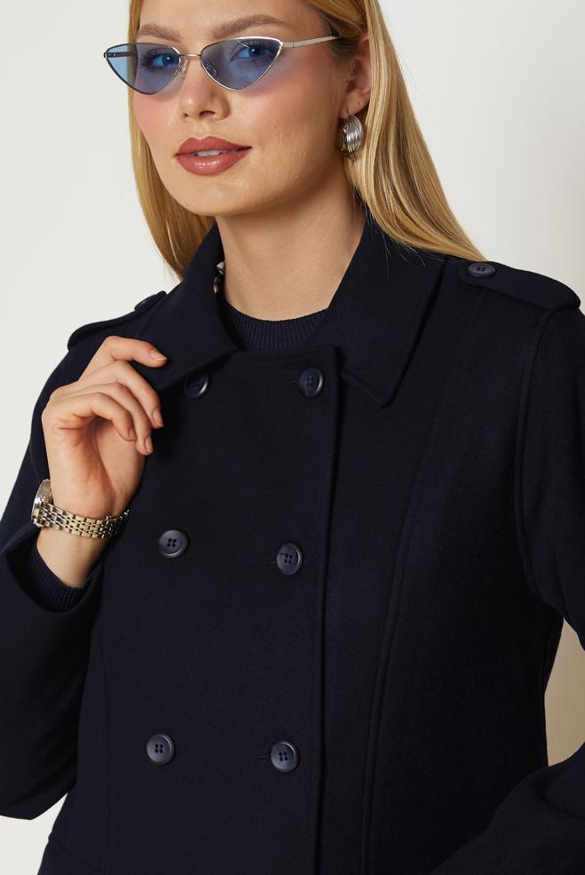 Hijab clothing NAVY BLUE CACHE COAT 90659 - ALVİNA