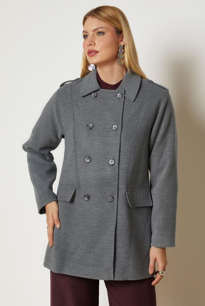 Hijab clothing GREY CACHE COAT 90659 - ALVİNA
