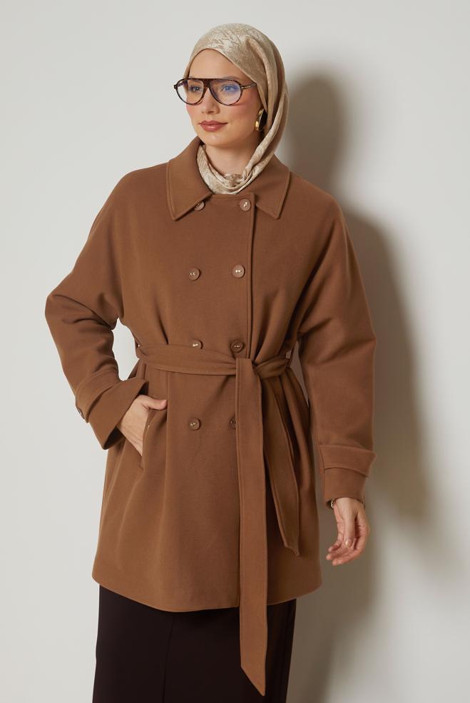 Hijab clothing TABA BELTED CACHE COAT 90660 - ALVİNA