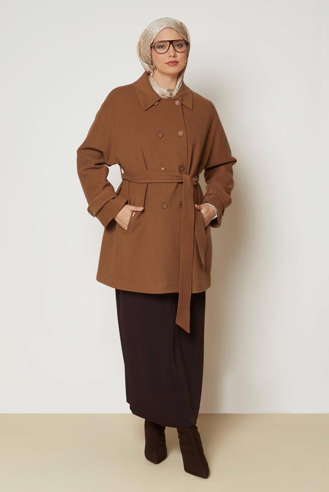 Hijab clothing TABA BELTED CACHE COAT 90660 - ALVİNA