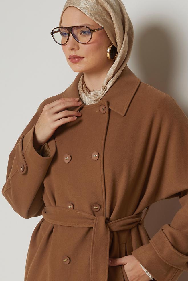 Hijab clothing TABA BELTED CACHE COAT 90660 - ALVİNA