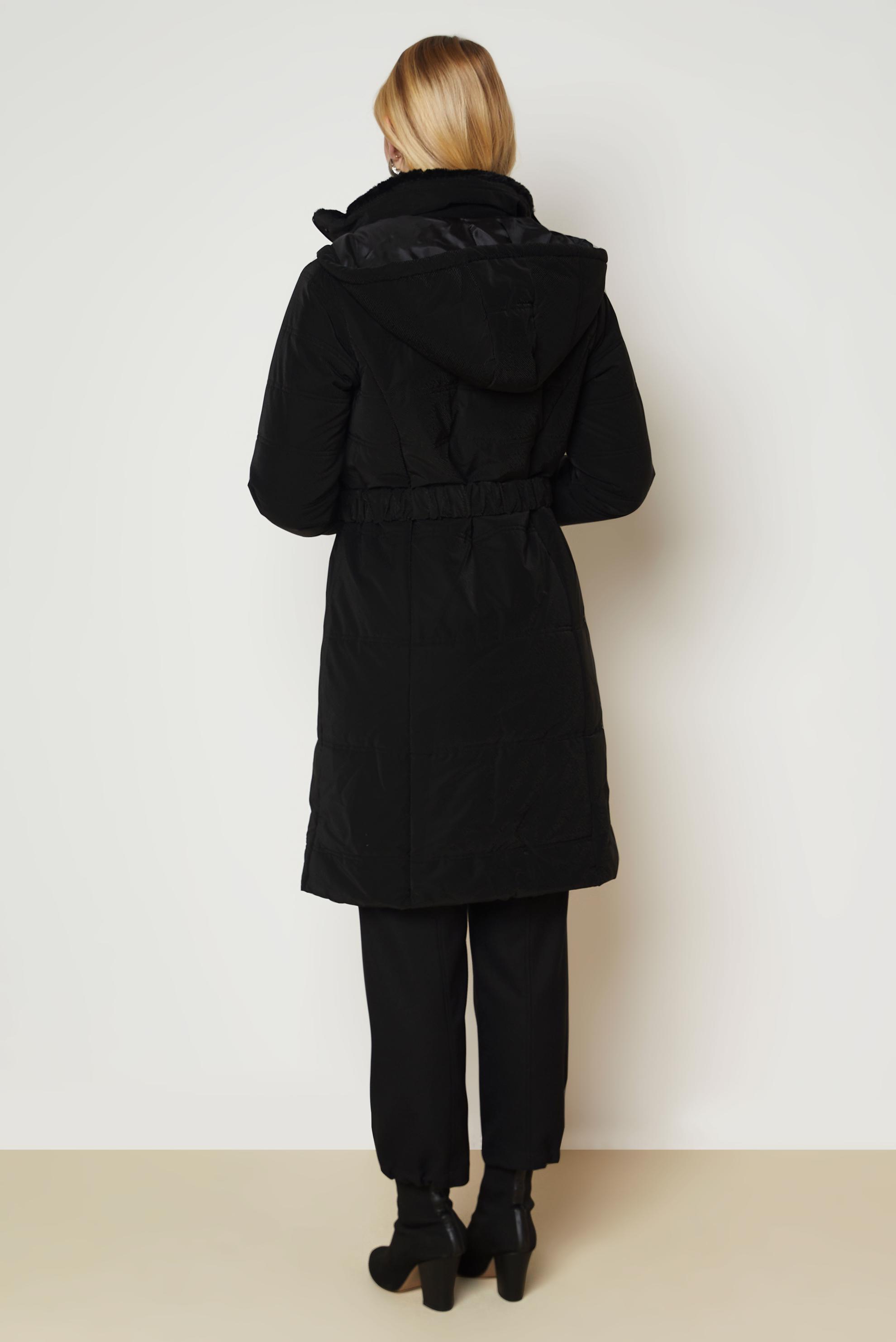 Hijab clothing BLACK BELTED QUILTED COAT 90665