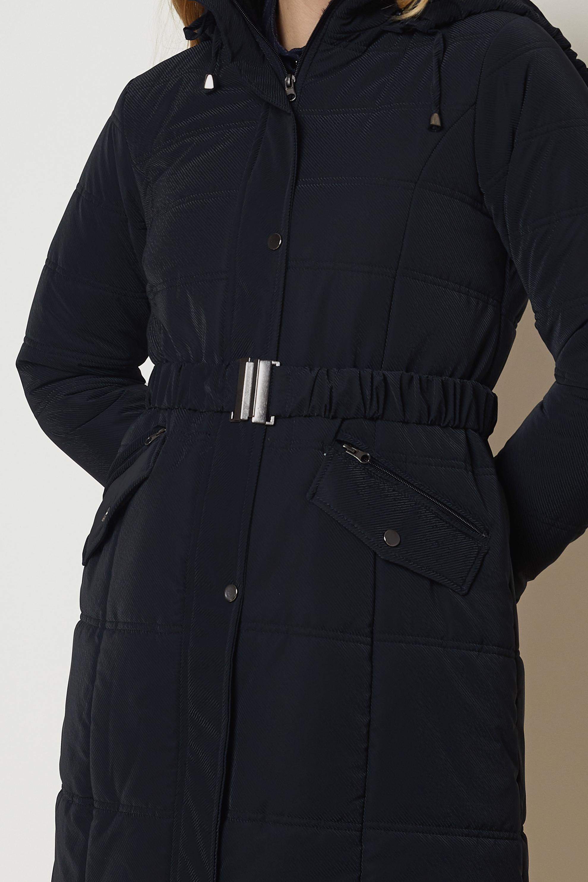 Hijab clothing NAVY BLUE BELTED QUILTED COAT 90665