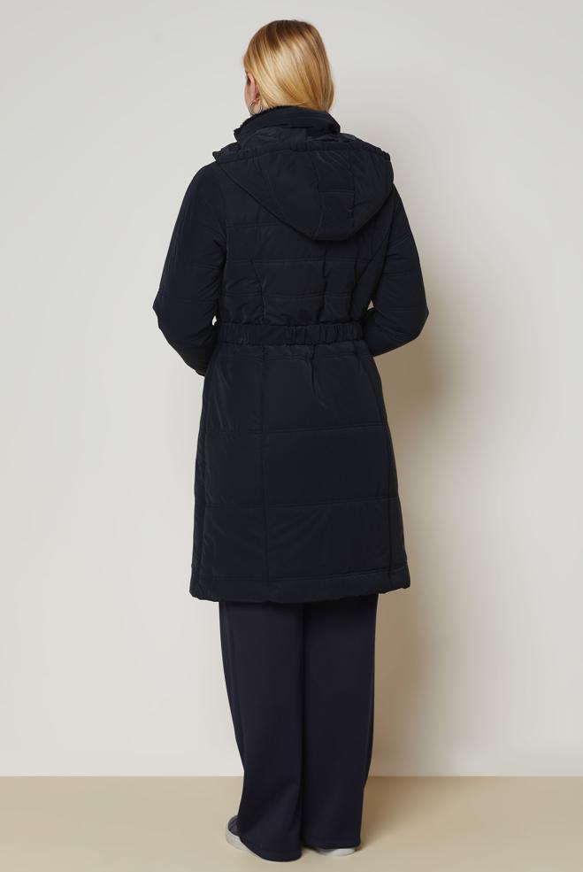 Hijab clothing NAVY BLUE BELTED QUILTED COAT 90665 - ALVİNA