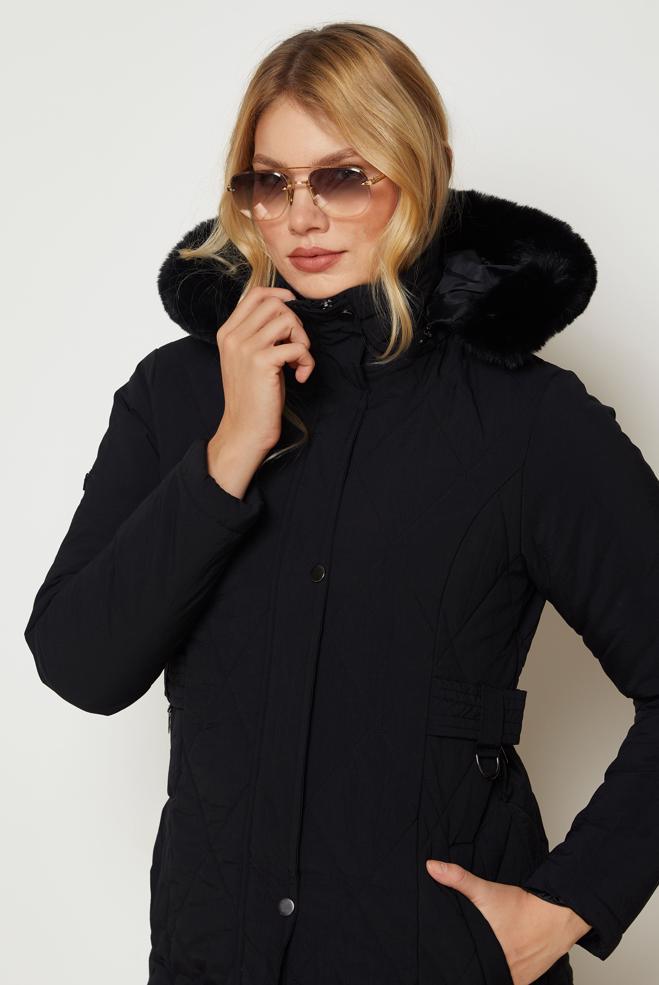 Hijab clothing BLACK 90668 WİNTER LİNEA KABAN 36-42 - ALVİNA
