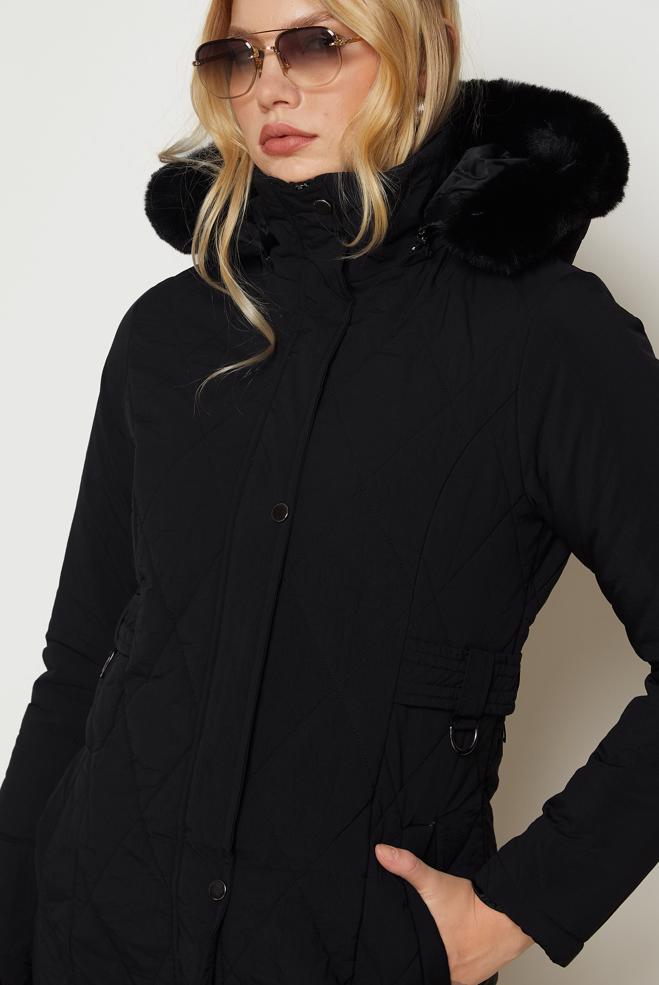 Hijab clothing BLACK 90668 WİNTER LİNEA KABAN 36-42 - ALVİNA