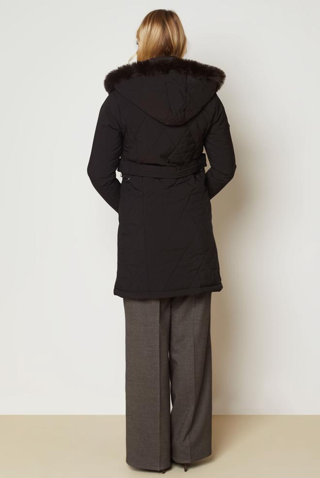 Hijab clothing BROWN HOODED QUILTED COAT 90668 - ALVİNA
