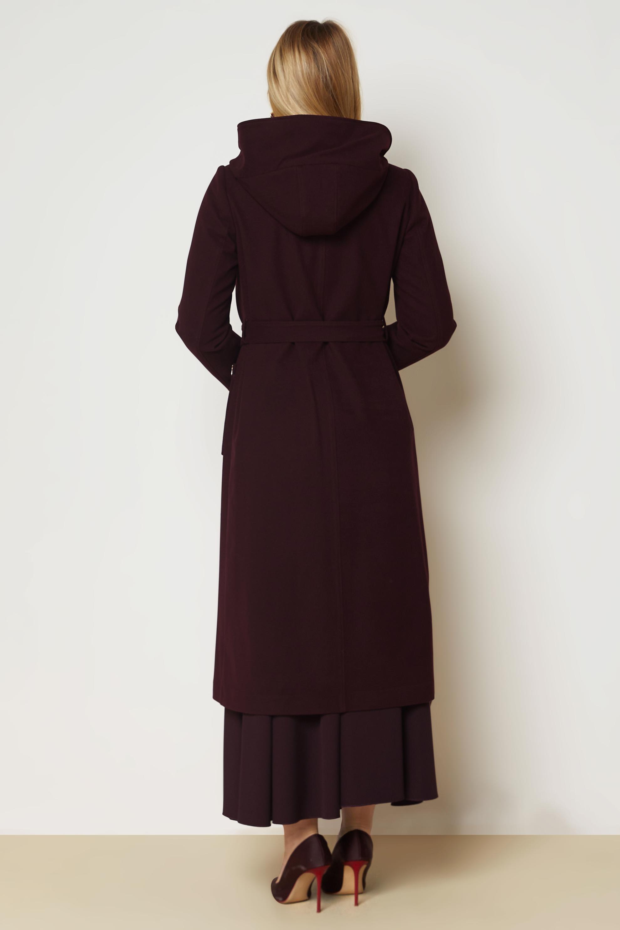 Hijab clothing BROWN BELTED HOODED COAT 90677