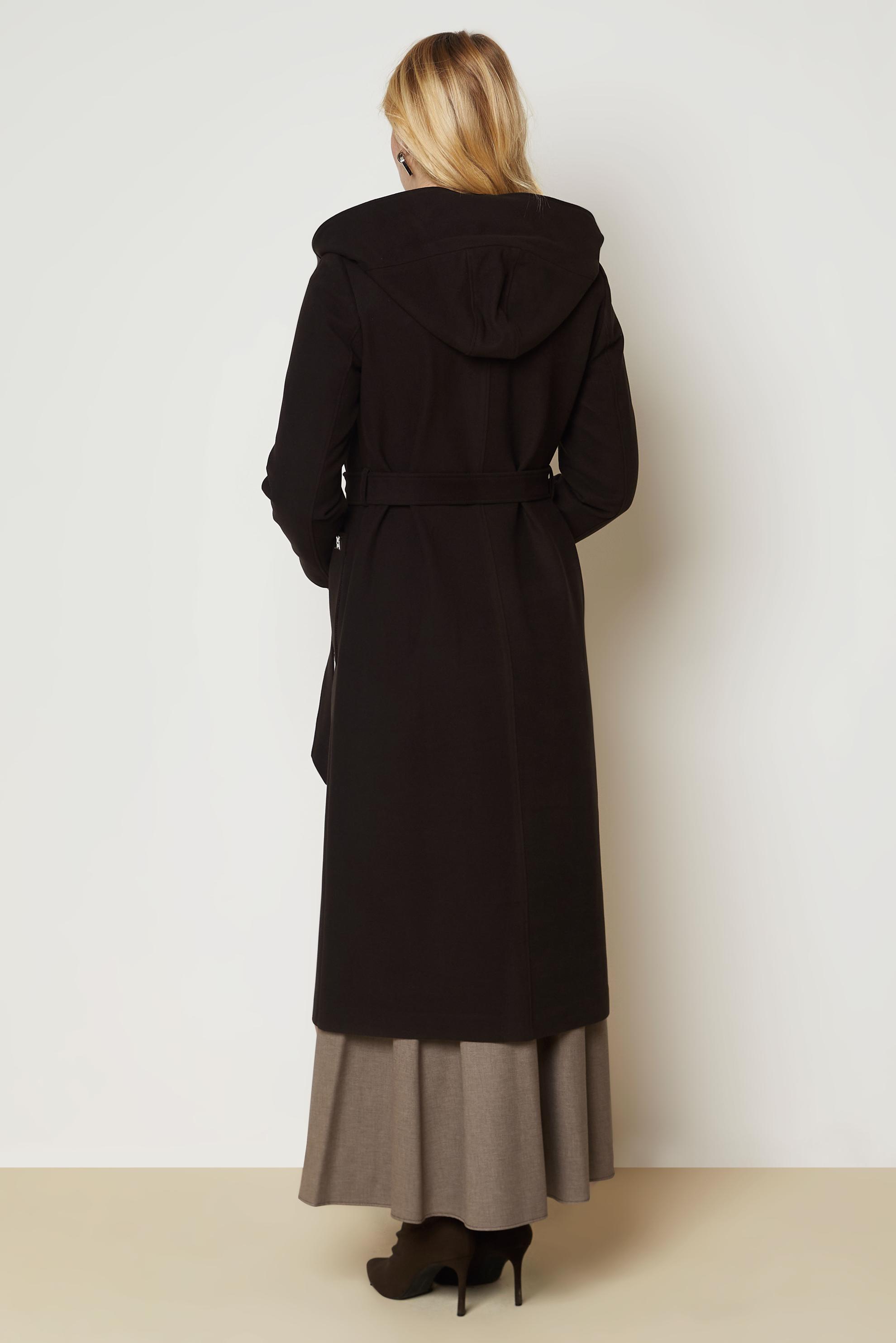 Hijab clothing BROWN BELTED HOODED COAT 90677