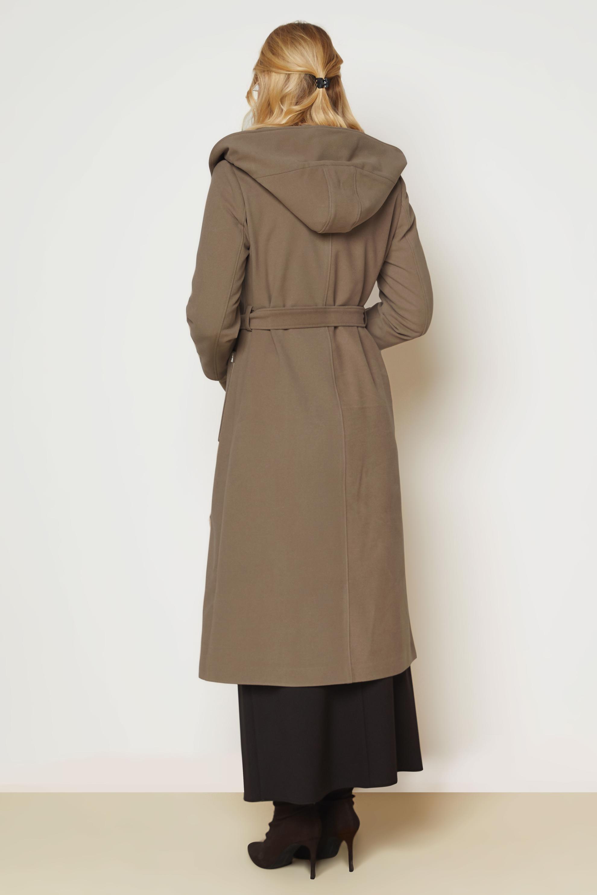 Hijab clothing SAND BELTED HOODED COAT 90677