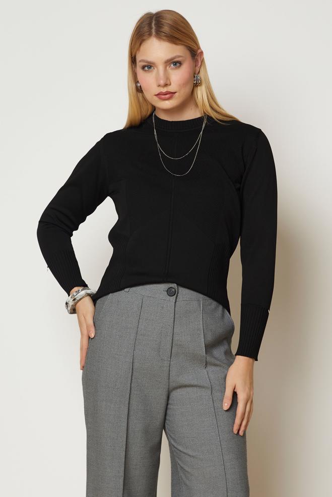 Vêtements hijab NOIR PULL EN MAILLE 46922 - ALVİNA