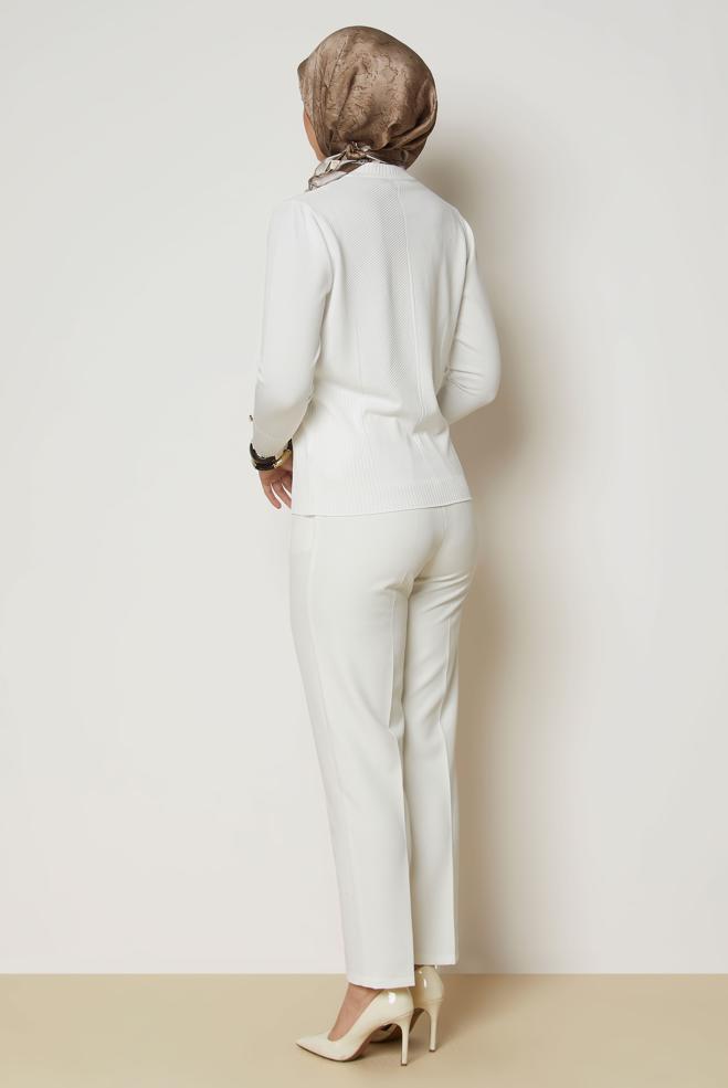 Vêtements hijab BLANC PULL EN MAILLE 46922 - ALVİNA