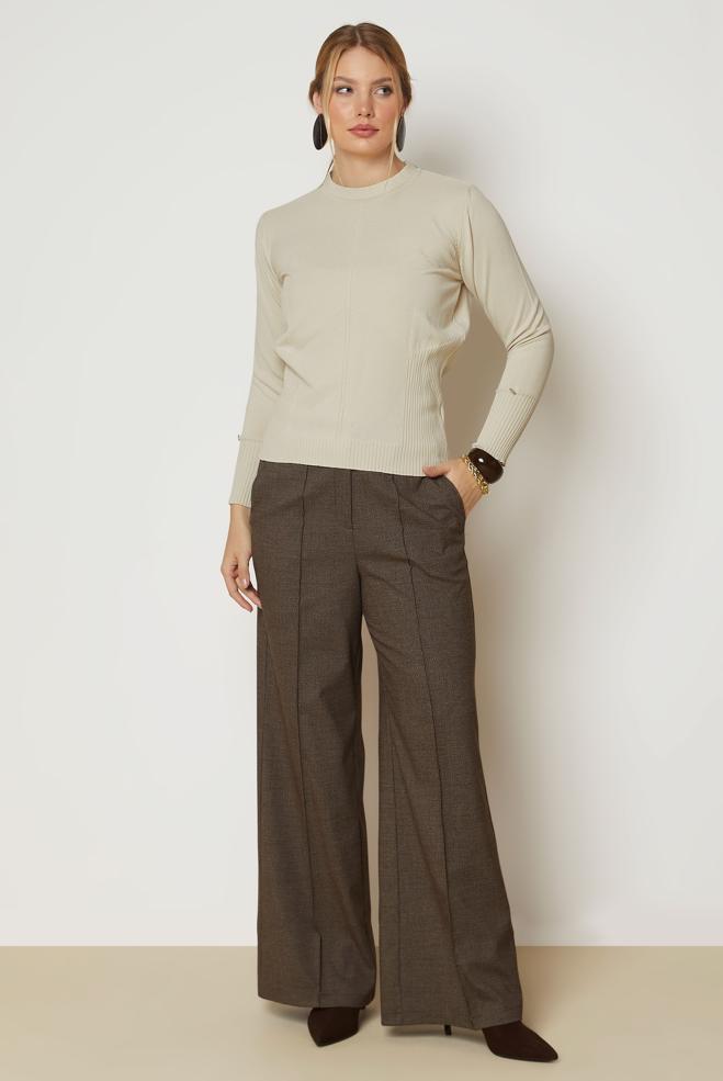Vêtements hijab BRUN PULL EN MAILLE 46922 - ALVİNA