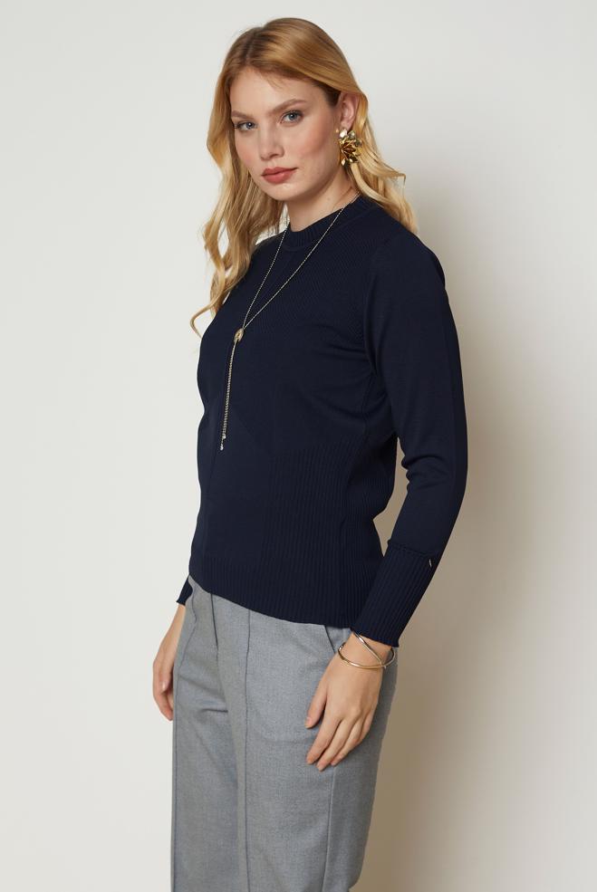 Vêtements hijab BLEU MARINE PULL EN MAILLE 46922 - ALVİNA