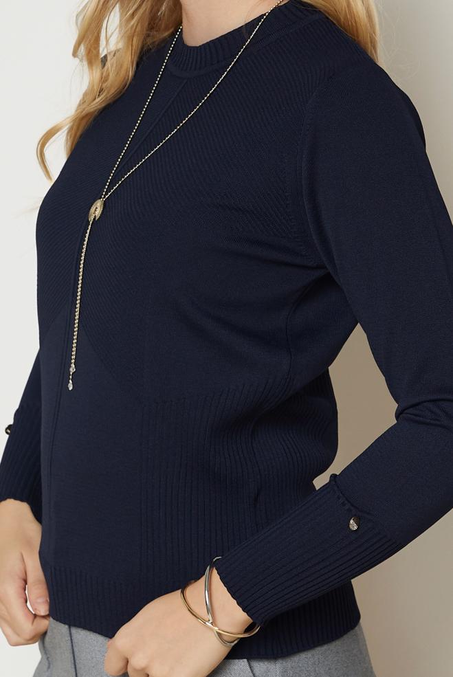 Vêtements hijab BLEU MARINE PULL EN MAILLE 46922 - ALVİNA