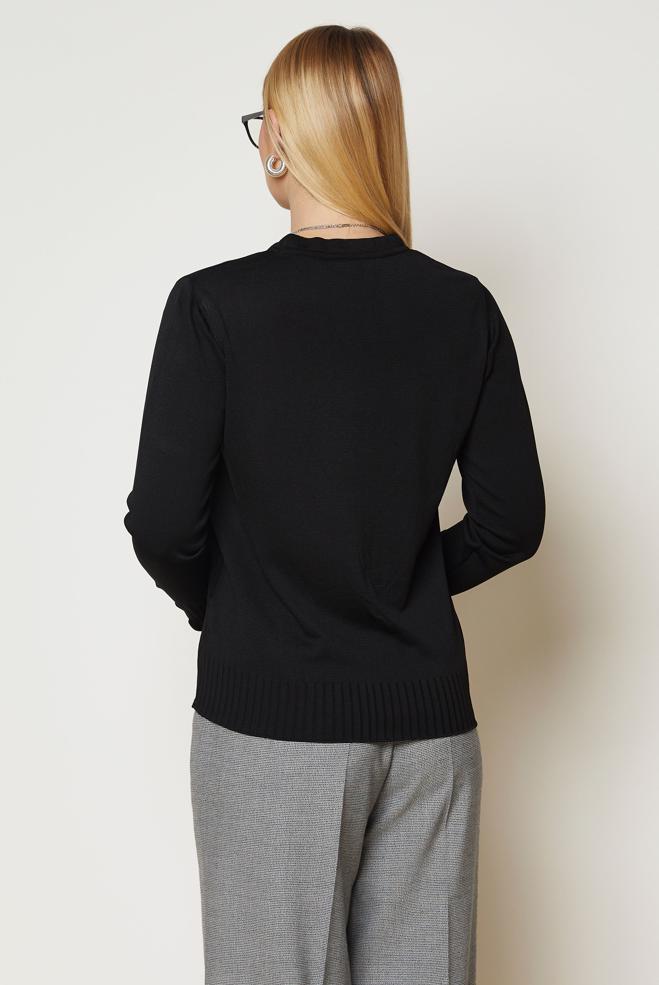 Hijab clothing BLACK KNITWEAR SWEATER 46923 - ALVİNA