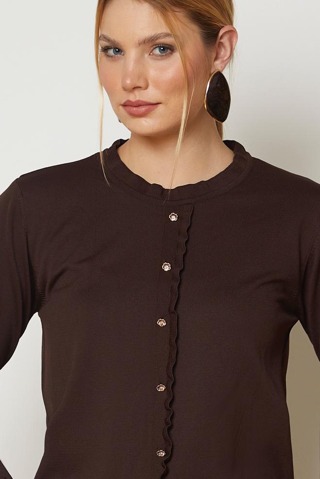 Hijab clothing BROWN KNITWEAR SWEATER 46923 - ALVİNA