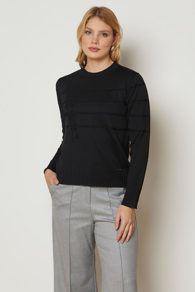 Hijab clothing BLACK KNITWEAR SWEATER 46925 - ALVİNA
