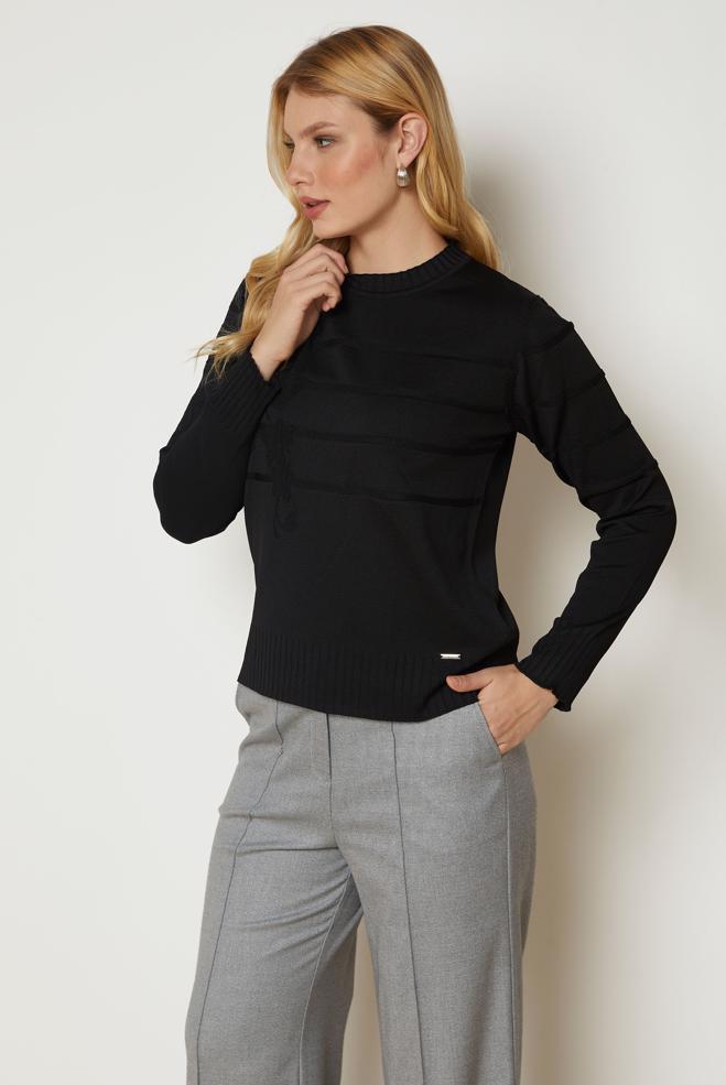 Hijab clothing BLACK KNITWEAR SWEATER 46925 - ALVİNA