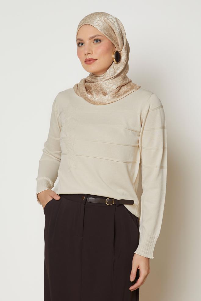 Hijab clothing BROWN KNITWEAR SWEATER 46925 - ALVİNA