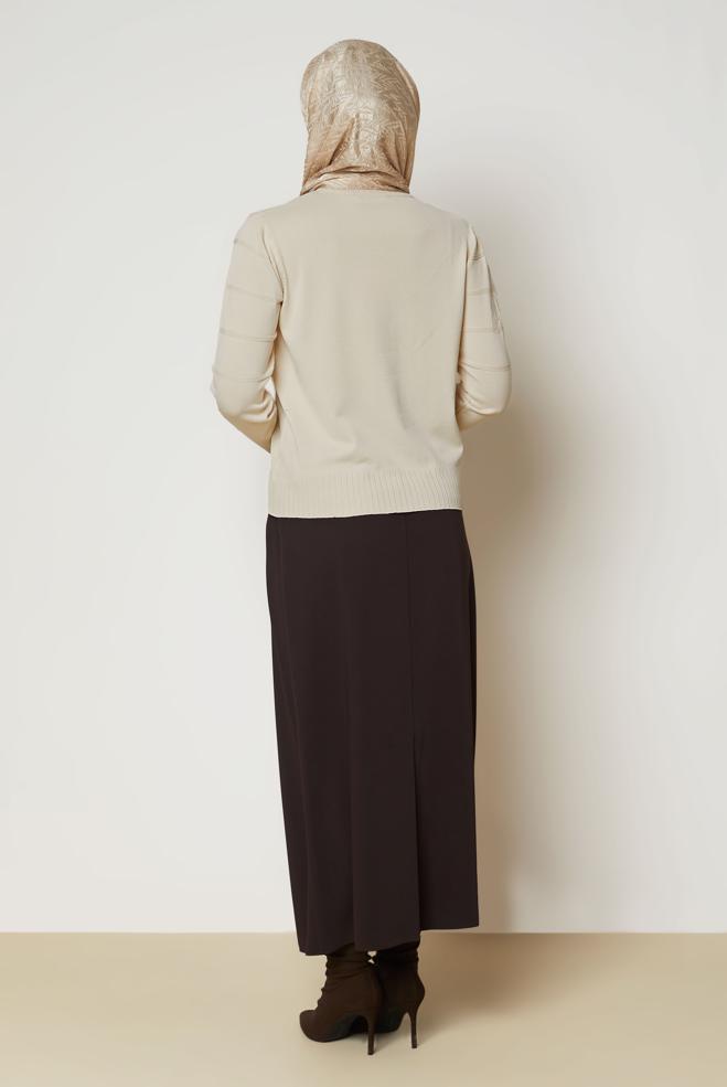 Hijab clothing BROWN KNITWEAR SWEATER 46925 - ALVİNA