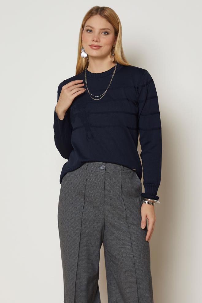 Hijab clothing NAVY BLUE KNITWEAR SWEATER 46925 - ALVİNA