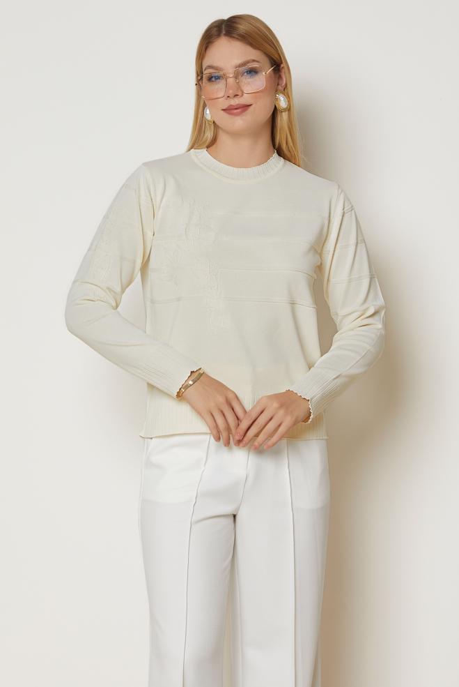 Hijab clothing ECRU KNITWEAR SWEATER 46925 - ALVİNA