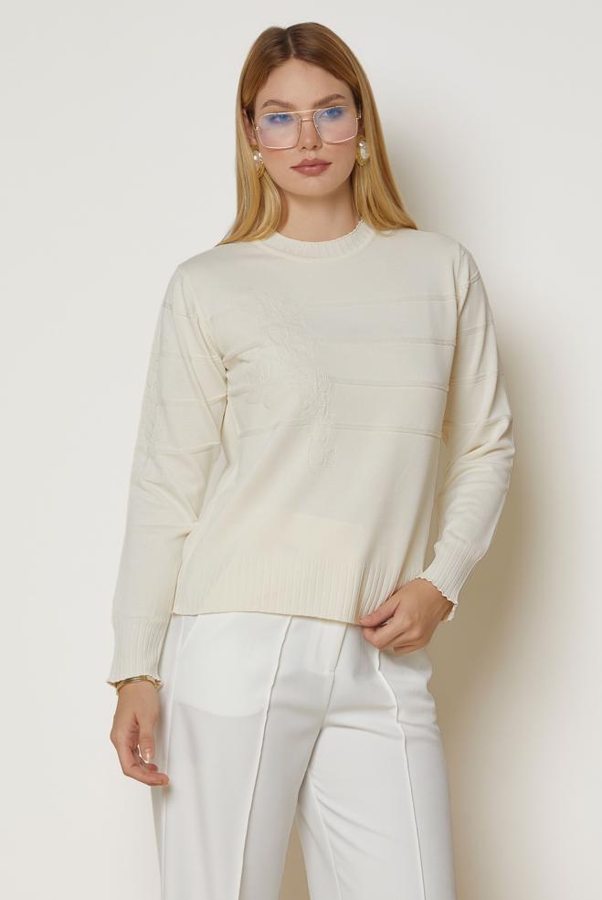 Hijab clothing ECRU KNITWEAR SWEATER 46925 - ALVİNA