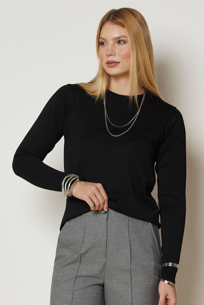 Vêtements hijab NOIR PULL EN MAILLE 46968 - ALVİNA
