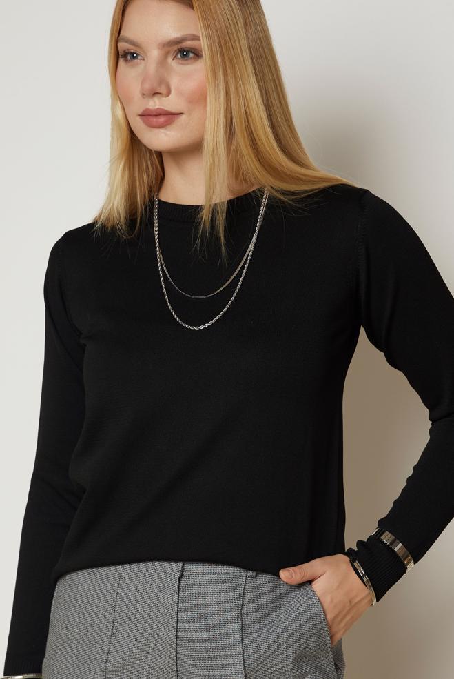 Vêtements hijab NOIR PULL EN MAILLE 46968 - ALVİNA