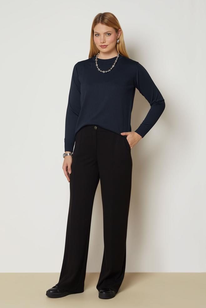 Hijab clothing NAVY BLUE KNITWEAR SWEATER 46968 - ALVİNA