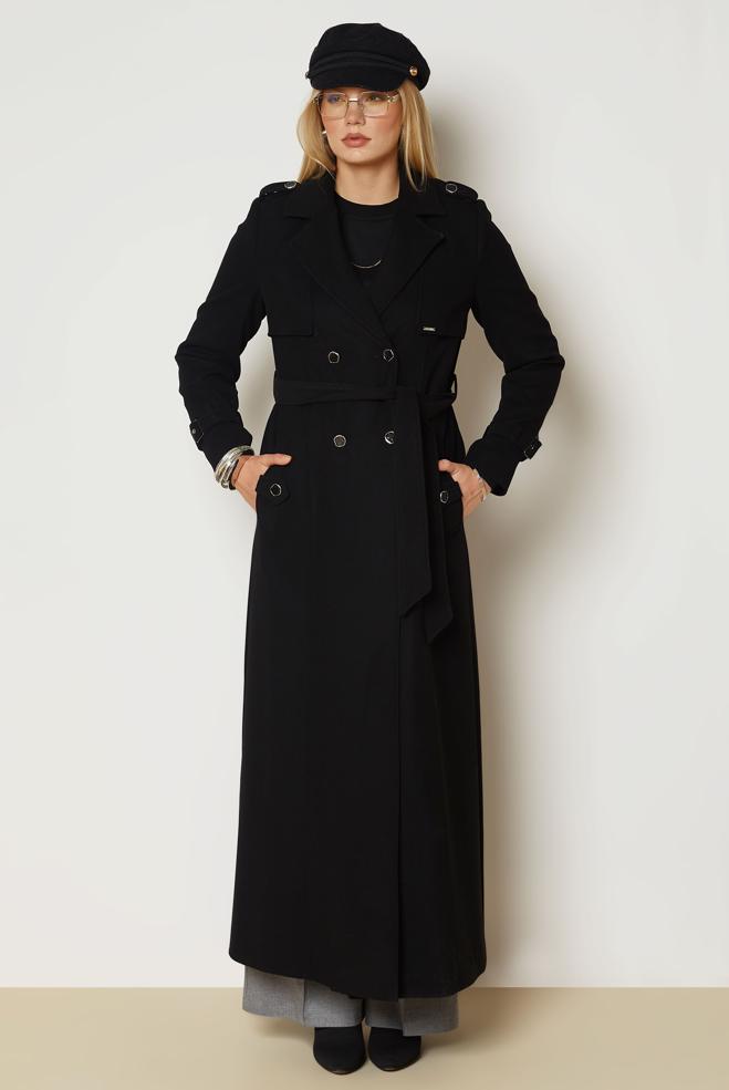 Tesettür giyim SİYAH 90650 VERA SOFT MANTO 38-44 TEK42 - ALVİNA