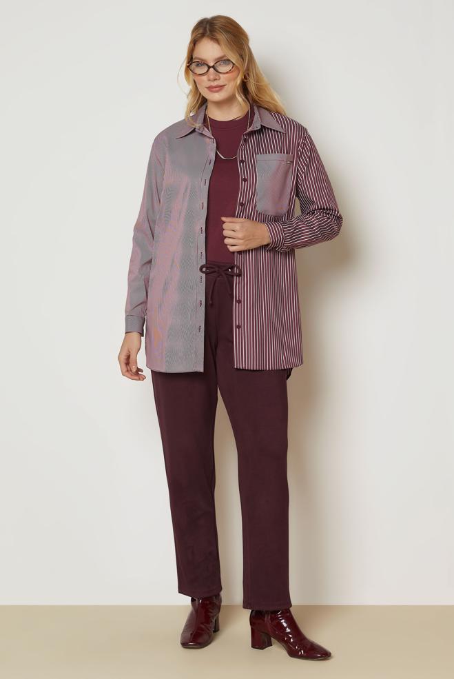 Vêtements hijab PRUNE PANTALON EN DAIM 70794 - ALVİNA