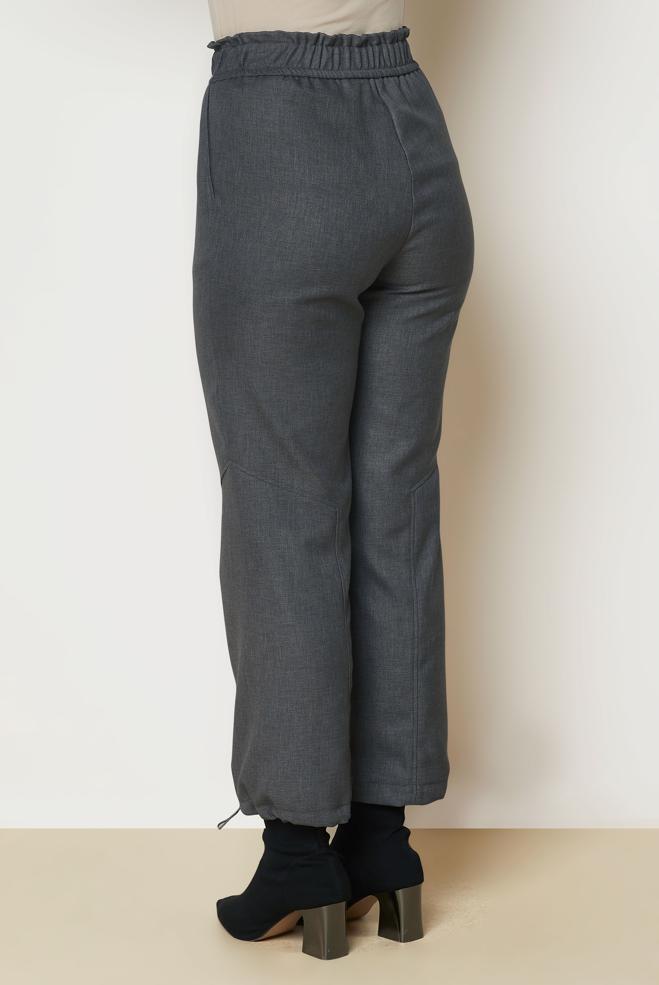 Vêtements hijab GRIS PANTALON EFFET LIN 70948 - ALVİNA