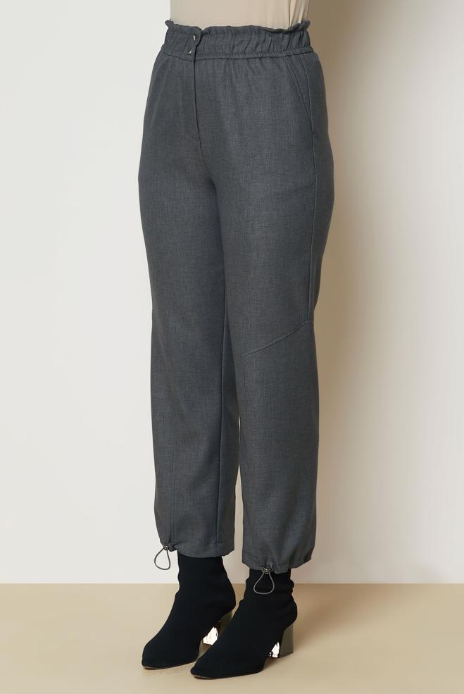 Vêtements hijab GRIS PANTALON EFFET LIN 70948 - ALVİNA