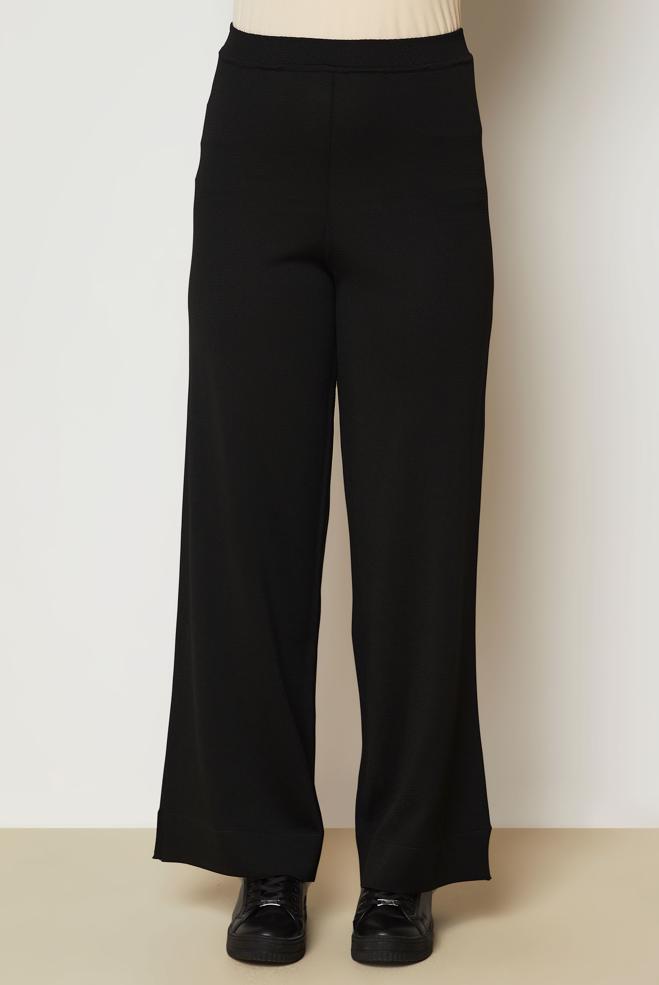 Vêtements hijab NOIR PANTALON EN MAILLE À JAMBES LARGES 71010 - ALVİNA