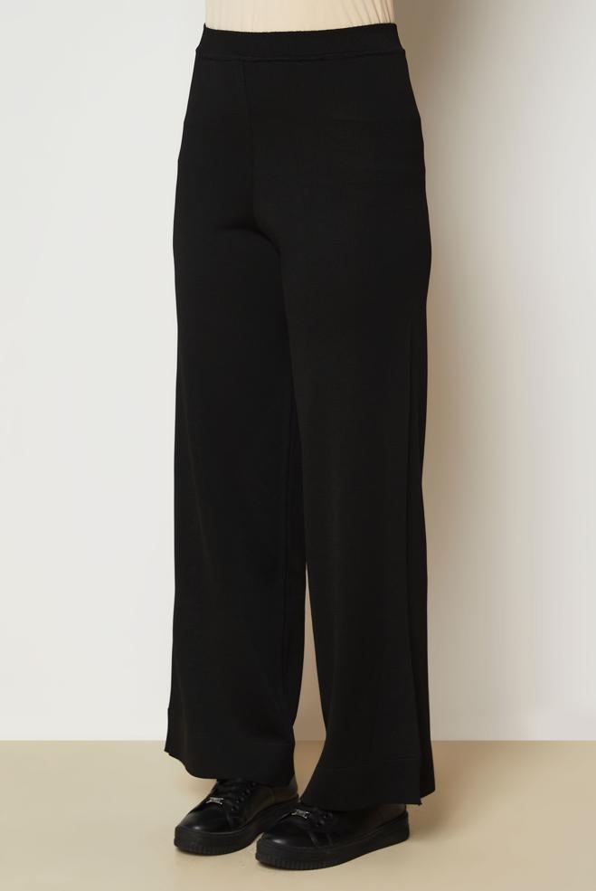 Vêtements hijab NOIR PANTALON EN MAILLE À JAMBES LARGES 71010 - ALVİNA