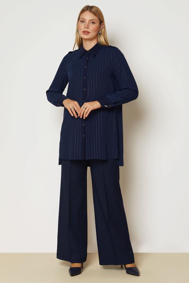 Hijab clothing NAVY BLUE WIDE LEG PANTS 71016 - ALVİNA