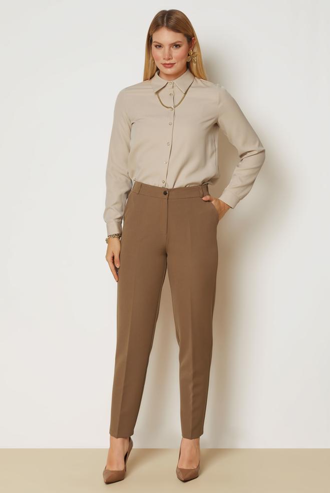 Vêtements hijab BRUN PANTALON COUPE DROITE 71018 - ALVİNA